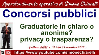 Concorsi pubblici Graduatorie in chiaro o anonime privacy o trasparenza  commento 22122023 [upl. by Ranchod]