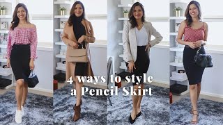 4 ways to wear a Pencil Skirt  Simplymadhoo  Work outfit  Meeting outfit  Casual style [upl. by Akemahc]