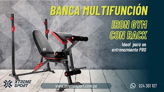 Banco de pesas MULTIFUNCIONAL IRON GYM para press piernas abdomenfemorales y brazos [upl. by Rubbico]