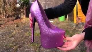 Glitzer High Heels Pink 17cm Plateau Pumps 2014 HD Video Cora [upl. by Annohsal]