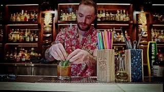 Tyler Maclellan at Three Dots and a Dash making their Midnight Stinger cocktail variation [upl. by Nosrac583]