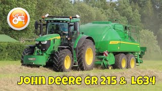 Baling 2024  John Deere 6R 215 amp John Deere L634 big baler [upl. by Hospers]