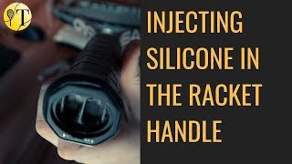 Injecting silicone in the racket handle [upl. by Dnalyk]