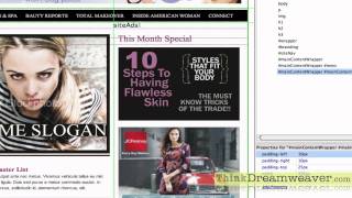 Dreamweaver CS5 lessons Build CSS div tags Design Comp Tracing image html5 demo video tutorial [upl. by Aissatan402]