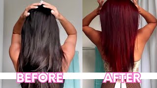 Dying my hair black to red at home AGAIN  DIY box dye at home  Black to red hair [upl. by Avraham]