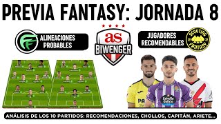 ✅ ANÁLISIS FANTASY JORNADA 8 ALINEACIONES PROBABLES Y RECOMENDACIONES DE CADA PARTIDO  BIWENGER [upl. by Cornela457]