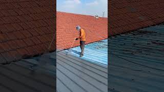 Color steel tile painting maintenance process Good tools and machinery make work easy [upl. by Bilski]