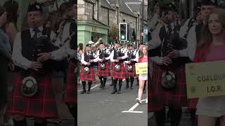 Coalburn IOR Pipe Band playing Lochanside on the march to 2023 Pitlochry Highland Games shorts [upl. by Kesia158]