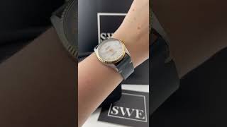 Rolex Datejust Steel Yellow Gold White Roman Dial Vintage Mens Watch 16013 Review  SwissWatchExpo [upl. by Ornas]