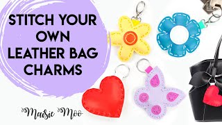 DIY Leather Bag Charms Flower Keychain Tutorial by Maisie Moo Design [upl. by Nnod]