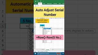 Try this formula Auto adjust serial numbers tricks focusinguide exceltips tutorial shortvideo [upl. by Anamuj121]