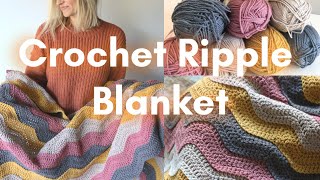 Easy Crochet Ripple Blanket Tutorial [upl. by Connett]