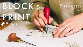 DIY Stamps 🖼️ Linocut Process calm sketching carving block printing [upl. by Valleau]