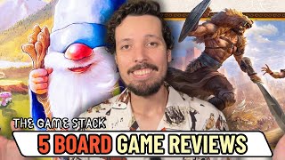 5️⃣ The Game Stack  Reviewing 5 Board Games  Gnome Hollow Mythic Mischief Faraway Monumental [upl. by Nahtanod342]