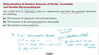 How to calculate wt of ProEutectoid Ferrite Eutectoid Ferrite Ferrite Pearlite and Cementite [upl. by Sibylla]