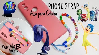 Phone Strap  Alça para Celular  Cordinha de Miçangas DIVERTIDAMENTE 2  FINALIZAÇÃO FÁCIL ❤️💚💙💜💛 [upl. by Flyn]