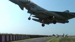 Awesome Low Typhoon Jet Landing at Waddington Airshow [upl. by Mateo577]