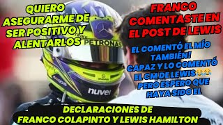 Esto dijo Franco Colapinto Emocionado con la interacción que tuvo con Lewis Hamilton F1 radio [upl. by Zischke]