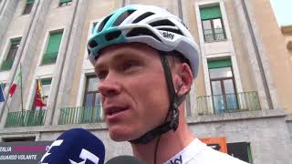 Chris Froome  interview at the start Stage 5  Giro dItalia  Tour of Italy 2018 [upl. by Clardy]