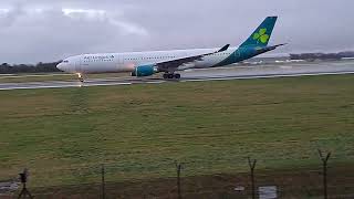 Aer Lingus A330300 LOUD and WET Takeoff [upl. by Airetal]