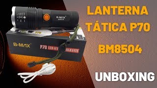 Lanterna Tática P70 LED Super Forte 4 Modos 168000W BMAX – BM8504 [upl. by Mountfort]