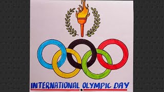 International Olympic Day Drawing Easy  International Olympic Day PosterOlympic Day Poster Drawing [upl. by Fotinas295]