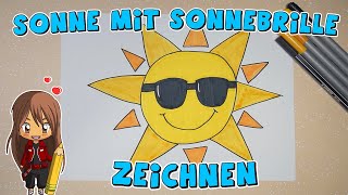 Sonne mit Sonnenbrille einfach malen für Kinder  ab 6 Jahren  Malen mit Evi  deutsch [upl. by Orfurd486]