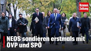 NEOS sondieren erstmals mit ÖVP und SPÖ  kronetv NEWS [upl. by Osnohpla587]