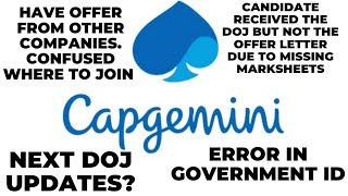 Capgemini next joining update 2025 offer letter Should you choose Capgemini over other company [upl. by Unhsiv]