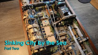 Part Two of the Sinking city of Monerva on a cliff by the sea Scratchbuilt from Trash [upl. by Ariik11]