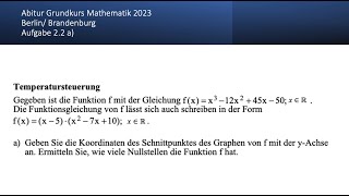 Abitur Mathematik Grundkurs 2023 BerlinBrandenburg Aufgabe 22 a [upl. by Shane]