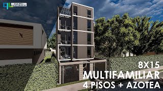 Multifamiliar 4 Pisos 8x15  01 departamento por pisoListo para construir [upl. by Alaek582]