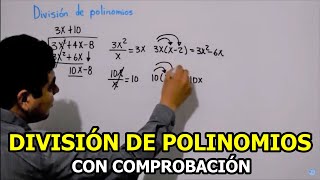 División de polinomios con comprobación [upl. by Ahsinauj972]