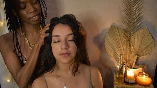 ASMR HEALING Massage Scalp Check Oil Treatment Hands Massage  She fell Asleep  Energy cleansing [upl. by Ninehc679]