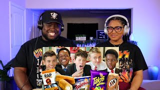 Kidd and Cee Reacts To British HighSchoolers try American Snacks for the First Time [upl. by Ahsinek31]