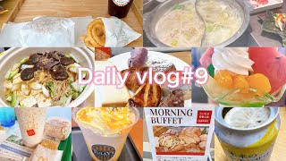 【Daily vlog9】 色々食べた日々と購入品紹介100均シールampいしよわちゃん🐶🦴グッズモスバーガー 朝マック🍔🍟 しゃぶしゃぶ食べ放題 すき焼き 浅野屋パン食べ放題🥐🍞 [upl. by Adnir]