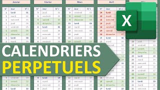 Calendrier annuel et perpétuel avec Excel [upl. by Eicnahc]