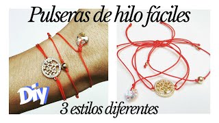 💜3 PULSERAS de hilo FÁCILES  PULSERAS de hilo ROJO DIFERENTES 2020 [upl. by Gianna]