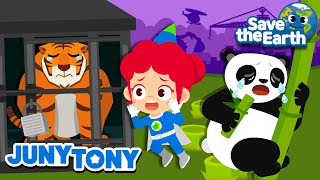 Let’s Protect the Endangered Animals🦁🐼  Save the Earth🌎  Green Earth Songs for Kids  JunyTony [upl. by Nevart]