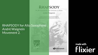 André Waignein  RHAPSODY for Alto Saxophone mov2  Piano accompaniment [upl. by Petey]