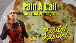 Pain à lail aux trois fromages  Un pain à lail facile et rapide [upl. by Aissatsan]