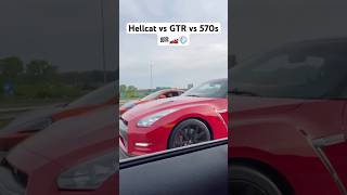 Hellcat vs Nissan GTR vs Mclaren 570s 60mph Roll Race [upl. by Ahsiniuq]