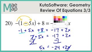 KutaSoftware Geometry Review Of Equations Part 3 [upl. by Otcefrep]