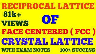 RECIPROCAL LATTICE OF FACE CENTERED CUBIC FCC CRYSTAL LATTICE  SOLID STATE PHYSICS  EXAM NOTES [upl. by Blair]