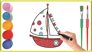 How to Draw amp Color a Beautiful Boat The EASIEST Way for Kids [upl. by Skylar]