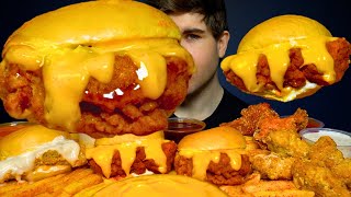 ASMR MUKBANG SPICY CHICKEN SANDWICHES CRisPY CHICKEN amp FRIES  WITH CHEESE [upl. by Glick]