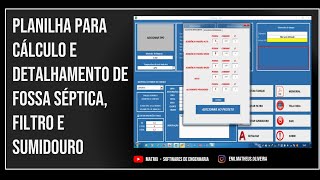 PLANILHA PARA CÁLCULO E DETALHAMENTO DE FOSSA SÉPTICA FILTRO E SUMIDOURO  WHATSAPP 5519996746157 [upl. by Lledroc]