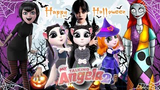 My talking angela 2  Mavis dracula  Wednesday  Sally  Halloween party  New Update  cosplay → [upl. by Ateval]