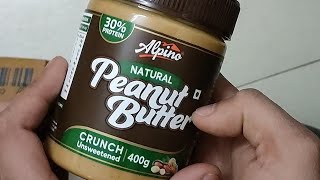 Alpino natural peanut butter smooth 400g  unsweetened  Flipkart  Unboxing [upl. by Leacim]