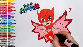 How to Draw Owlette of PJ Masks 🦉🔴🎭  Easy Tutorial Drawing PJ Masks [upl. by Lucy]